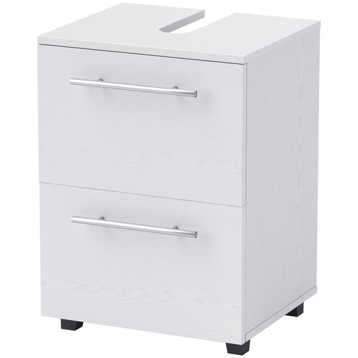 Meuble sous-vasque compact - Blanc - Découpe en U 65x227 cm - Dimensions 415x355x59 cm