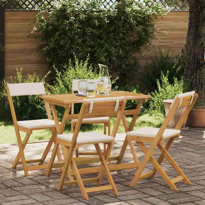 Chaises de Bistrot dextérieur 4 Pc Crème Blanc 40 x 53 x 80 cm en Tissu : 100 % polyester 180gsm/m2 pour Bistro et Balcon 30767