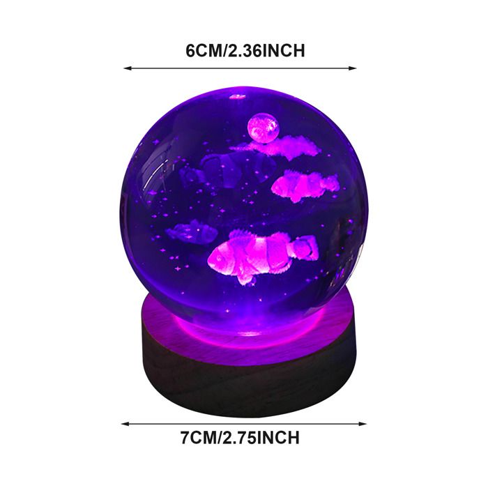 [Ander Online] Boule ronde en forme de poisson-clown de 6 cm avec socle en bois lumineux multicolore ACCESSOIRES FABRICATION MAISON