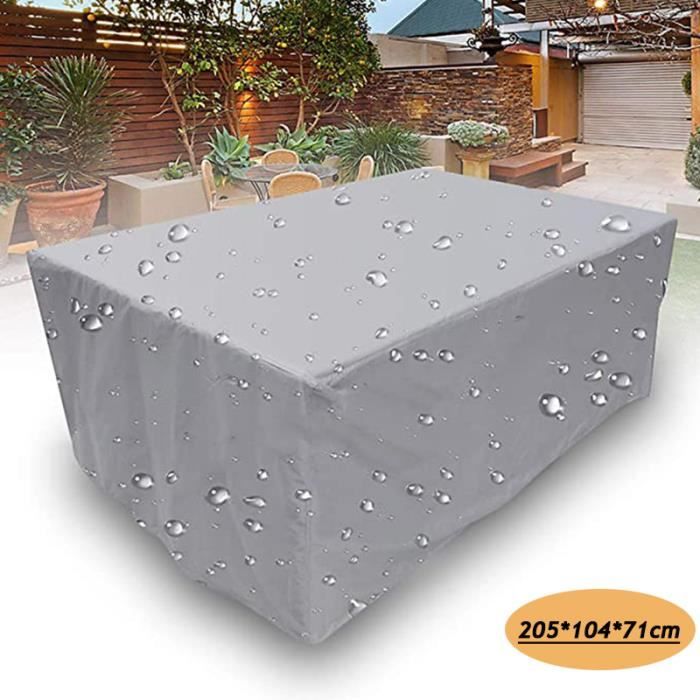 Housse de protection pour meubles de jardin, housse de protection pour table rectangulaire, gris, 205 x 104 x 71 cm