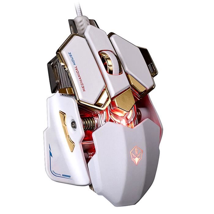 Demarkt 10 Boutons 4 couleurs Souris de Jeu Souris Gaming Mouse Gamer optique 800-4000 DPI Blanc