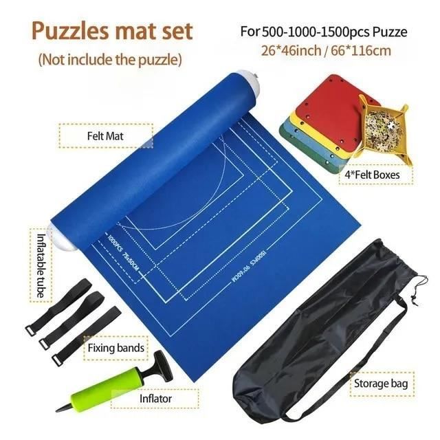 Tapis Puzzle Nariolar – Rouleau Pour Puzzles 500/1000/1500 Pièces – Feutre 116x66 Cm Avec Noyau Gonflable Et Pompe