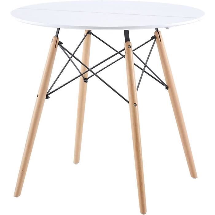 Table Ronde À Manger Table De Conférence Bois Et Cadre Métallique 80Cm ...