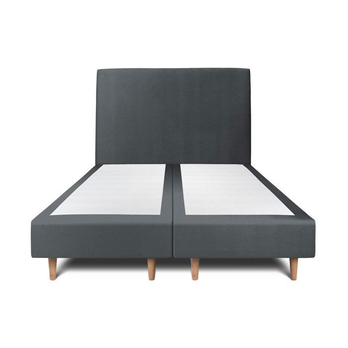 Lit 180x200cm - Anthracite - Tête de lit velours - Sommier tapissier - Style scandinave - 2 places