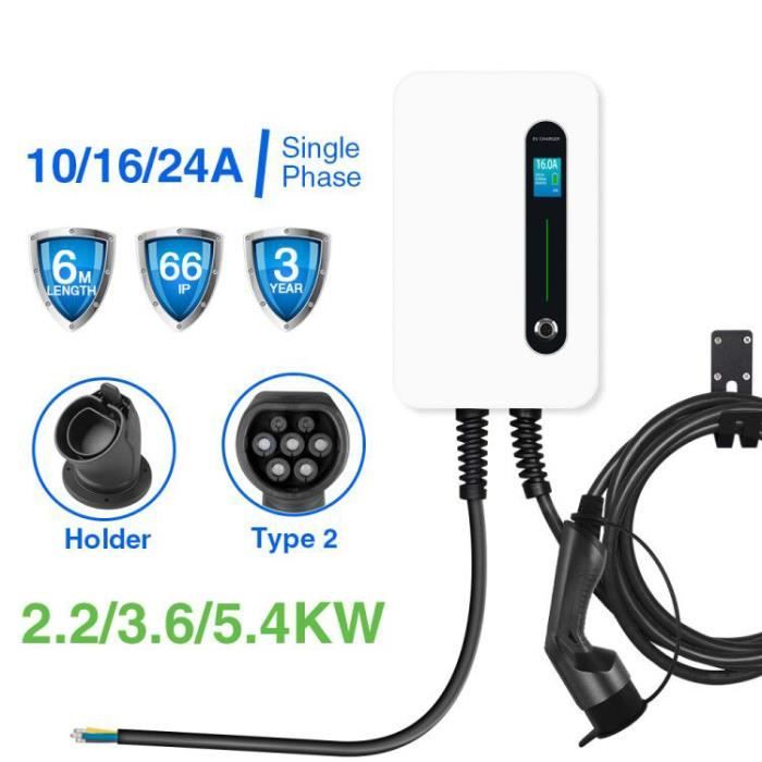 Morec EV Chargeur Station de Charge monophasé 16A 3,6kw avec Une Prise de câble et Un câble dalimentation de 1,5 m vers Le boîtier de Distribution Boîtier Mural 