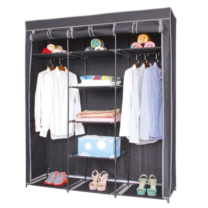Penderie Armoire Penderie Double 9 Etageres 150x45x172 Cm Achat
