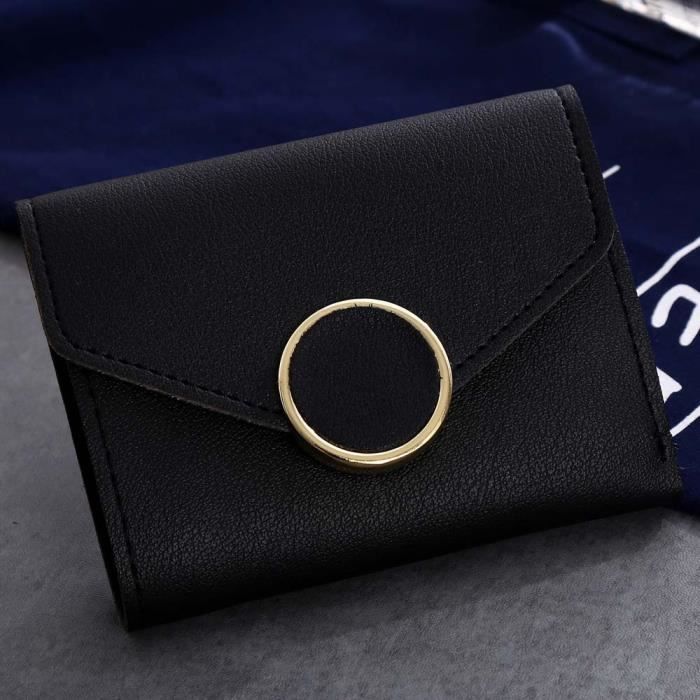 An-2250 Femmes simple Short Wallet HASP porte-monnaie porte-cartes sac à main BK Noir