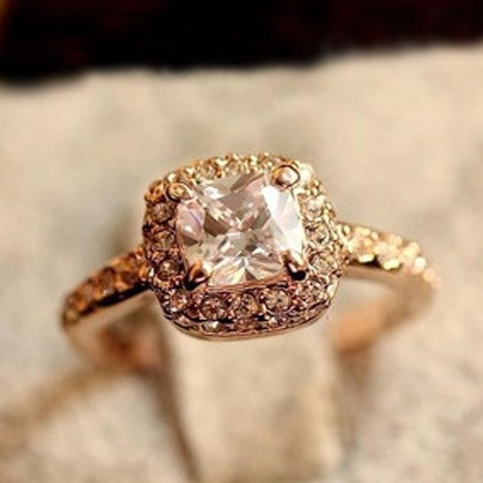 1pc Princess Carre Bague En Diamant De Luxe Elegance Bague De