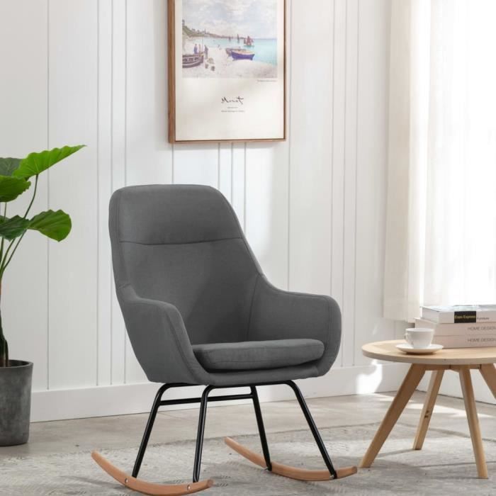 magnifique - fauteuil à bascule contemporain chaise à bascule gris clair tissu