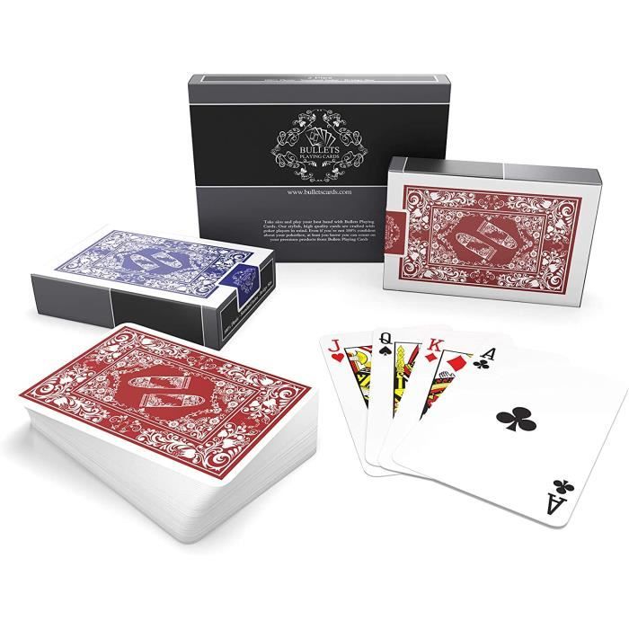 Cartes Poker Plastique - Cartes à Jouer en Plastique - Pack de 2 Jeux de 52  Cartes à Jouer - Cartes Tour de Magie - Poker fran[15] - Cdiscount Jeux -  Jouets