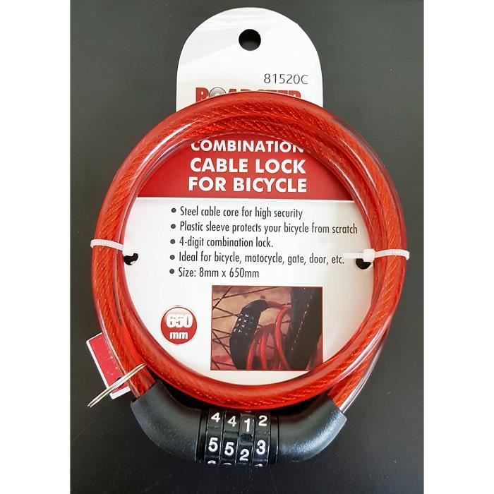 Cadenas à combinaison à quatre chiffres pour vélo câble antivol pour vélo - Bricolage Cadenas à combinaison à quatre chiffres pour vélo câble antivol pour vélo - Bricolage