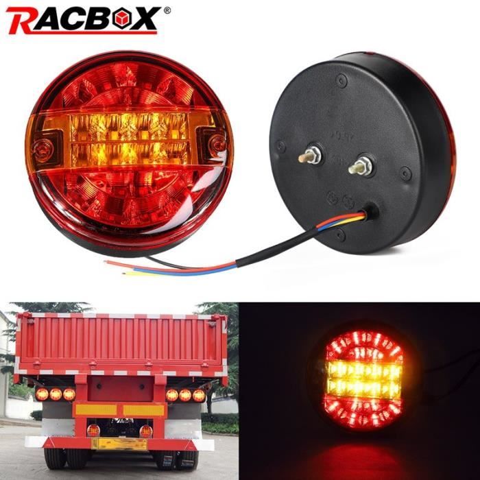 2 Feux Arrière Ronds LED 7 SMD Pour Camion, Fourgon, Remorque - 12/24V - Étanche IP67 - Lot De 2