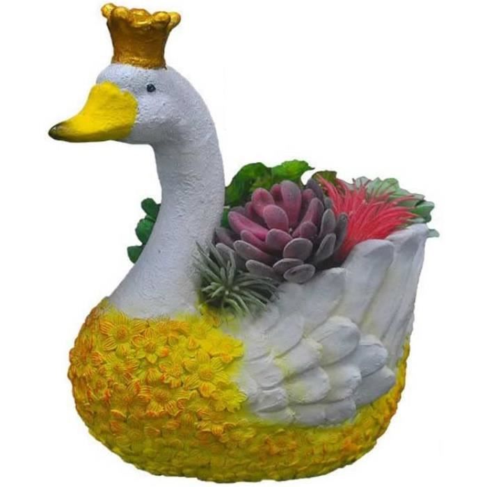 Statues De Jardin Cour Résine Cygne Pots De Fleurs Succulentes Plantes Vertes Balcon Paysage