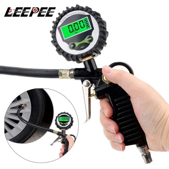 Kit De 2 Tuyaux De Gonflage Avec Manomètre - Pour Compresseur à Air | Compatible Voitures, Vélos, Véhicules Électriques | Rallonge En Caoutchouc Durable