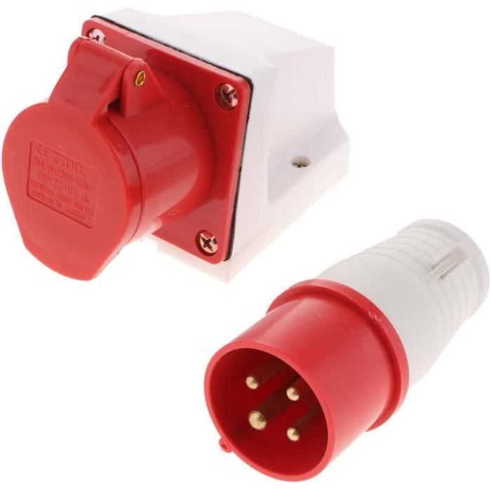 Prise industrielle 16 ampères 3 broches 220-250V étanche IP44 2P + E 3