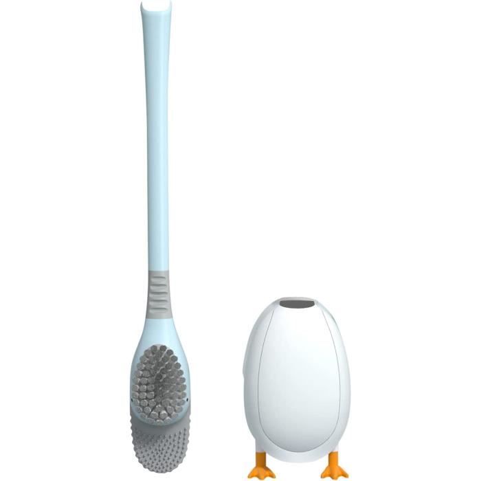 Brosse WC Silicone 2PCS + Support Mural Inox MQVXT - Antibactérienne Séchage Rapide