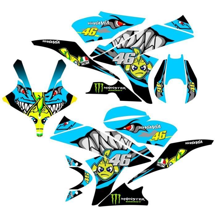 Kit Autocollants compatible avec moto de route Yamaha R125 Rossi requin Bleu