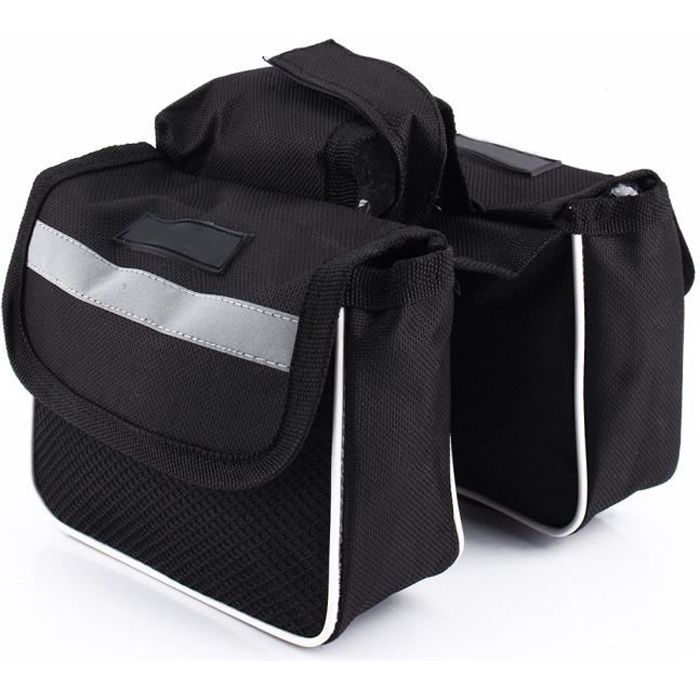Sonew Sacoche latérale double pour vélo Vélo Vélo Vélo Cadre Sacoche Selle Tube Avant Sac Double Poche Latérale Noir