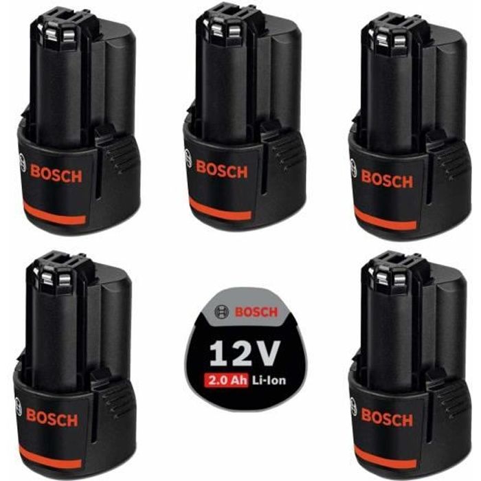 Pack de 5 batteries BOSCH PACK12V5bat2a (5 x 12V 2,0 Ah) - Cdiscount  Bricolage