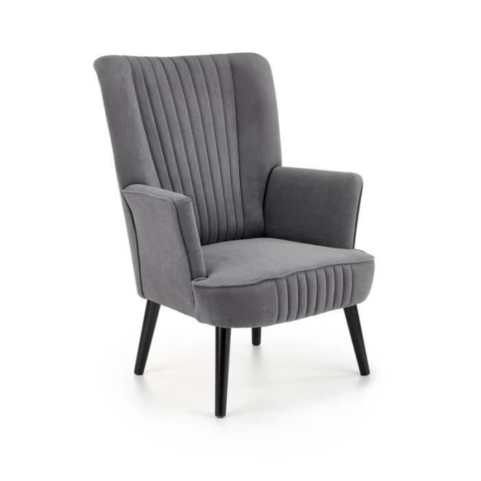 fauteuil en tissu velours 75 x 70 x 100 cm - gris