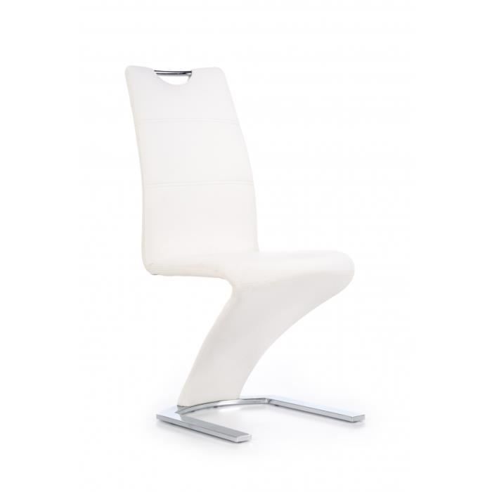 lot de 2 chaises design en cuir synthétique - blanc