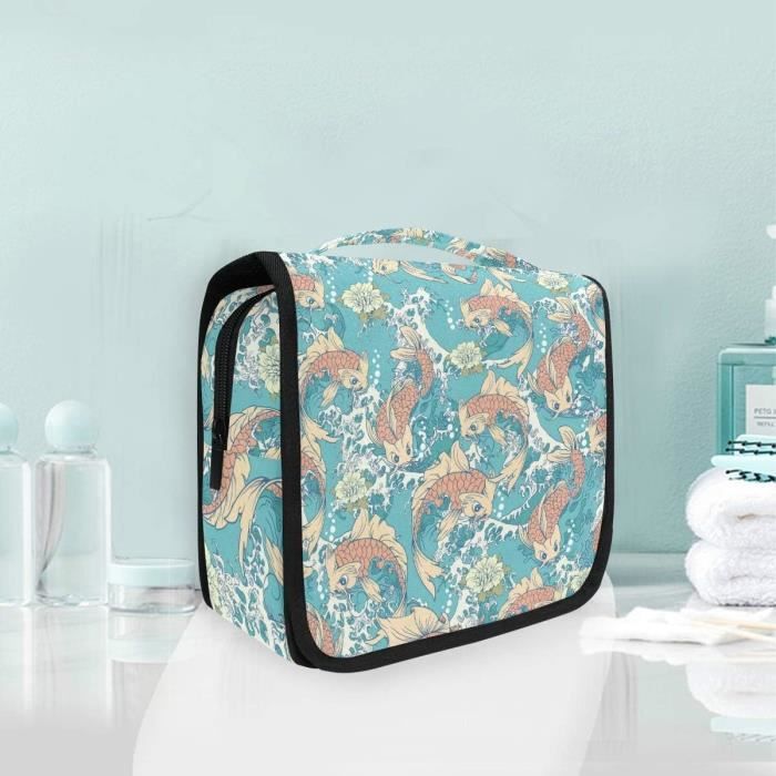 BOACAY Trousse de Toilette Femme, Homme, Enfant, Sac de Voyage Cosmétique à Suspendre, Vanity Souple et Pliable pour la Douche ou Maquillage