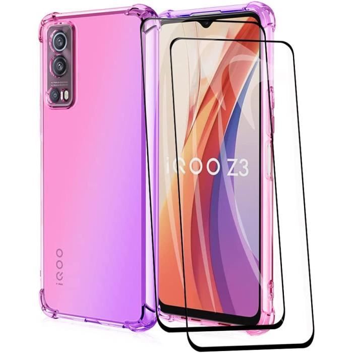 DOINK Custodia per Vivo Y52 5G / Y72 5G, Cover per Telefono in Silicone TPU Colorata e Lucida con Design Bordo Dorato - Viola