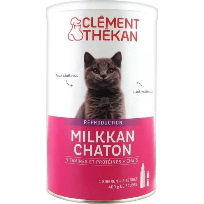 Comparer les prix de Clément Thékan Milkkan Lait Maternisé Chaton 400g + Biberon et Tétines