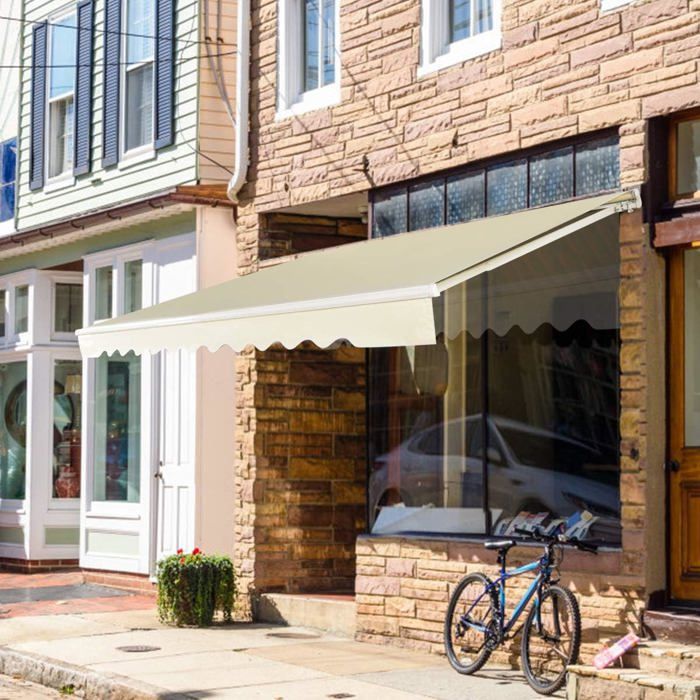COSTWAY Store Banne de Balcon Manuel 36 X 3M avec Tissu Résistant aux UV et à lEau Cadre Aluminium Angle Réglable 5-35° Beige