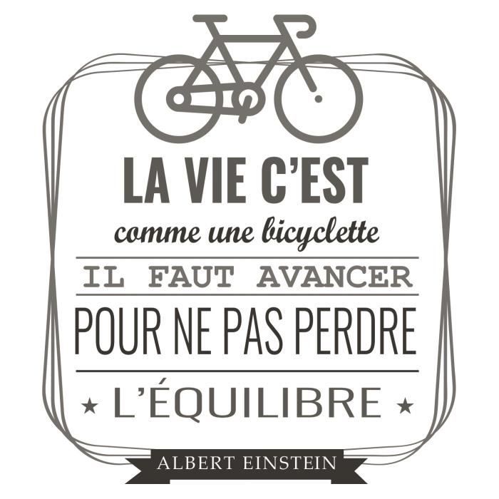 Stickers Adhesif Mural La Vie C Est Comme Une Bicyclette 30x34cm Cdiscount Maison