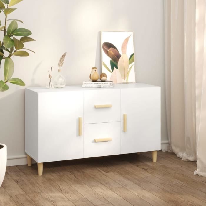 Armoire 2 Portes Blanche Et Bois - Nash White - Armoire