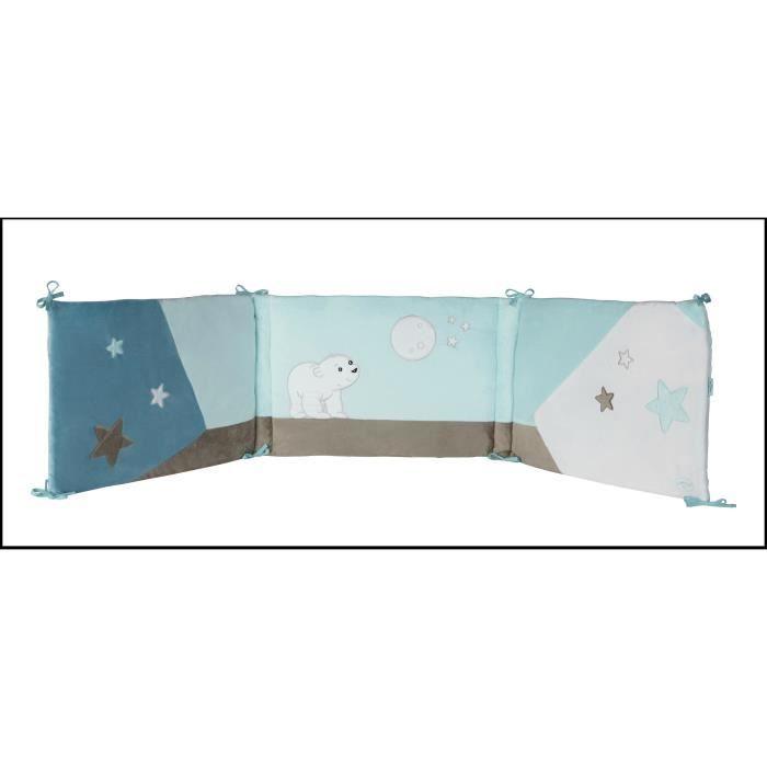 Domiva Tour De Lit Pour Bebe Beige Et Bleu Flocon Ourson Adapte Pour Lit 60 X 1 Cm Et 70 X 140 Cm Dimensions 30 X 180 Cm Cdiscount Puericulture Eveil Bebe