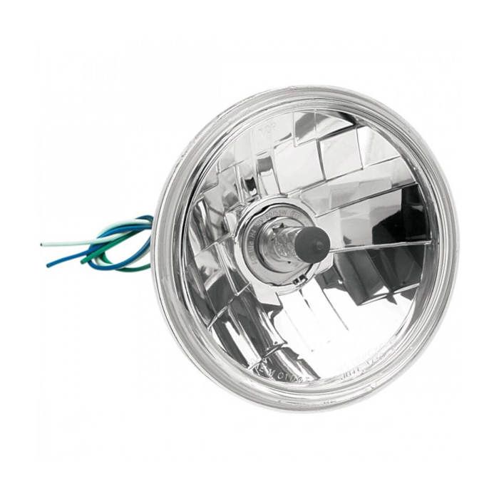 5 ¾ Phare GROOVED Verre Transparent Avec Visor Chromé