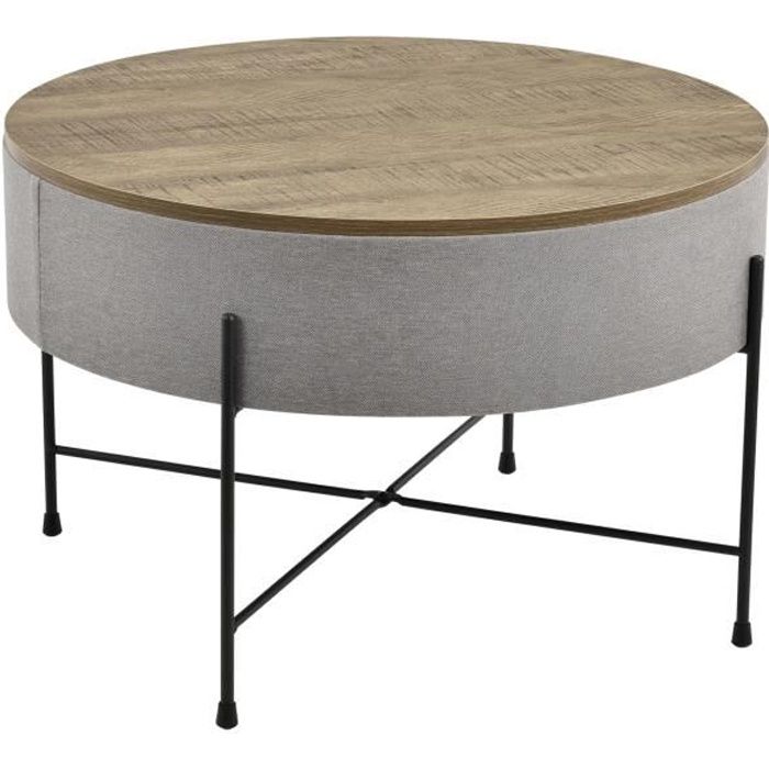 Table basse gris Rotondy pour un canap&eacute; en bois amovible