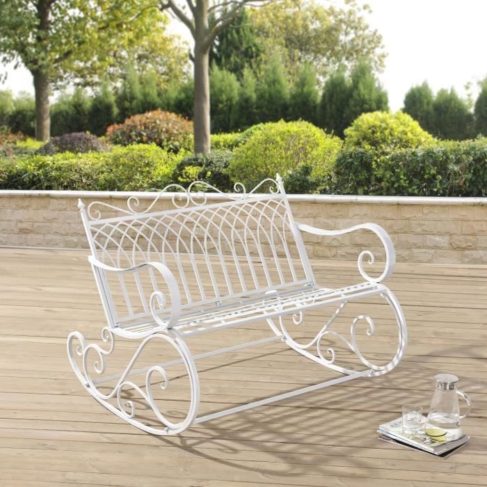 Banc à Bascule Greenough Vintage Métal 85 x 113 x 95 cm Blanc Banc à Bascule Greenough Vintage Métal 85 x 113 x 95 cm Blanc