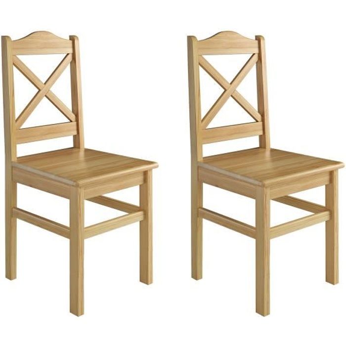 chaise de cuisine style rustique - erst-holz - 90.71-20-d - lot de 2 - bois massif naturel