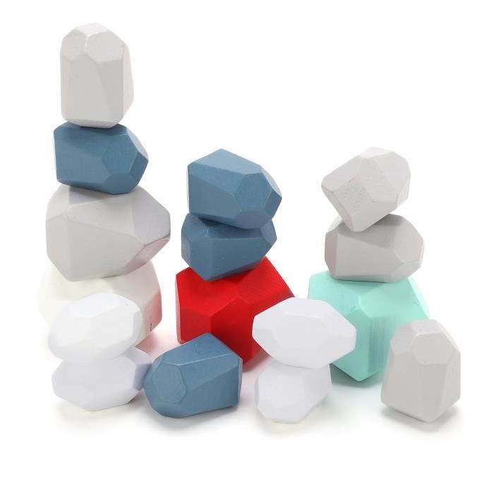 Jeu de 5 Pierres de Rivière pour Enfants Empilables Set de Pierres d' Équilibre avec Bords Antidérapants Jouet Sensoriel pour Enfants de 3