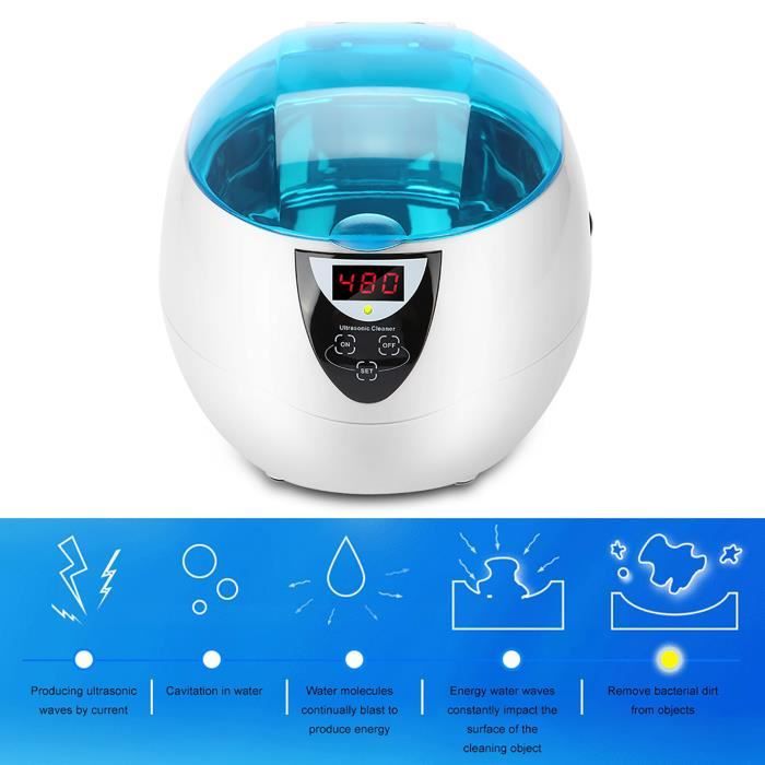 Nettoyeur Ultrasons 750 Ml - 48 KHz, 5 Modes, Parfait Pour Bijoux, Lunettes & Montres