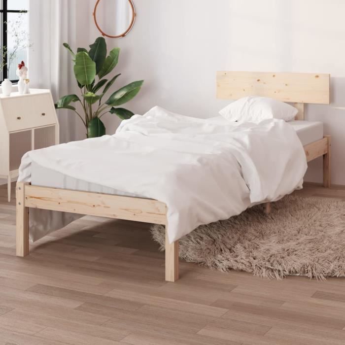 famirosa cadre de lit bois de pin massif 90x190 cm uk simple-112