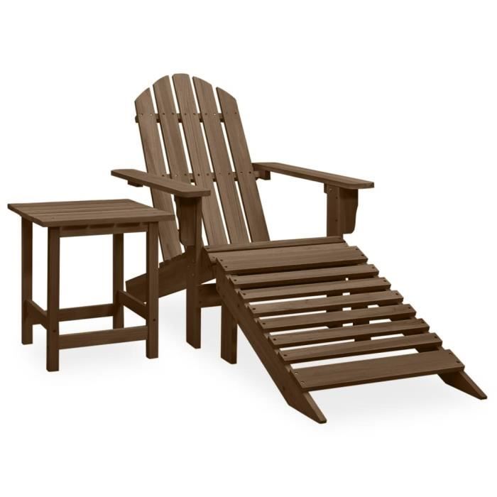 FDIT Chaise de jardin Adirondack avec pouf et table Sapin Marron - FDI7843871889588