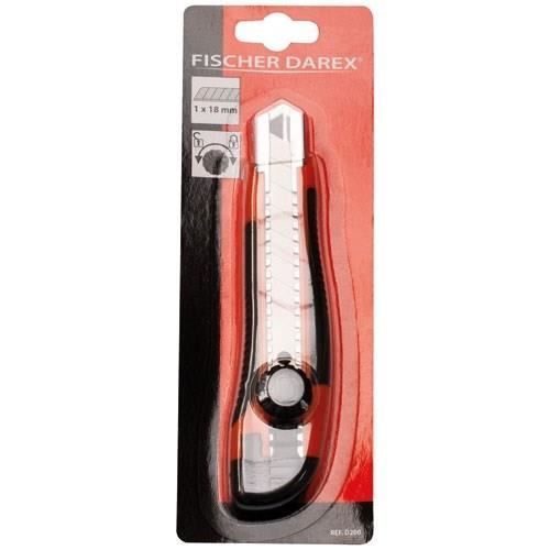 Cutter - FISCHER DAREX - Corps bi-matières - 18 mm - Jaune - 2 lames de rechange
