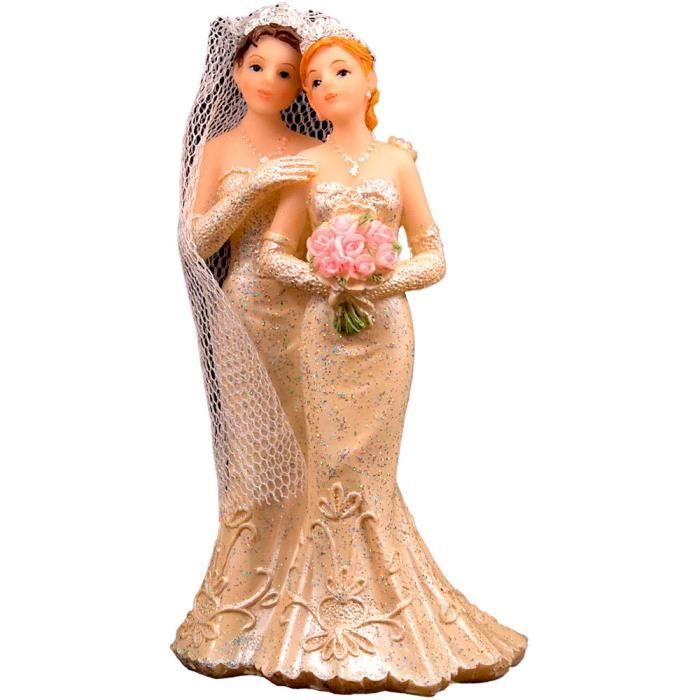 Figurine Couple Mariées Homosexuel - Femme - FOLAT - Accessoire tendance pour une décoration de mariage réussie
