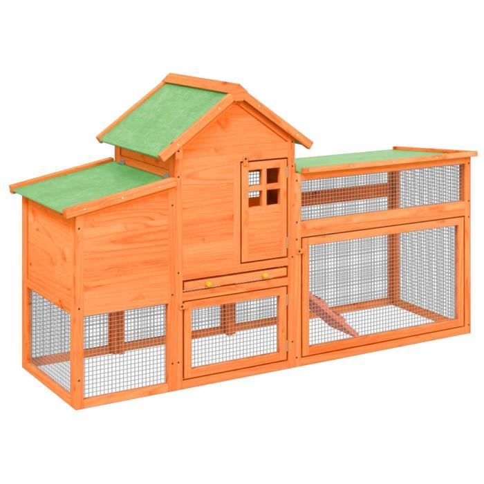 Poulailler - BAO - 1865x585x113 cm - Bois massif de pin - Plateau extractible - Utilisation extérieure