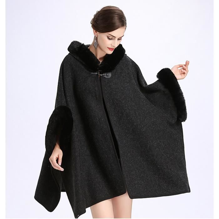 Nouveau Cape Femme Capuche Veste en Nylon Double Face en Nylon