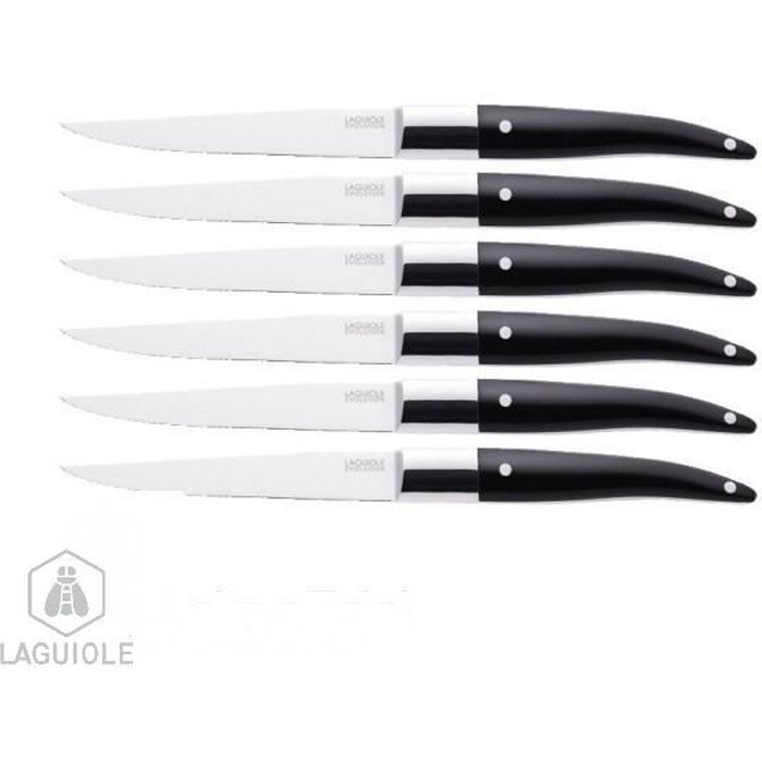 Lot de 3 ou 6 couteaux Steak Laguiole Expression Noir