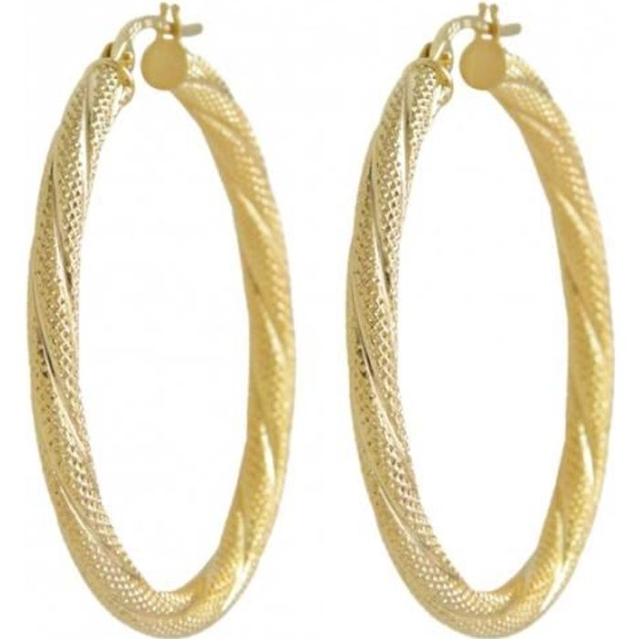 EDELIND Créoles Or Jaune 40mm - Boucles D'Oreilles Femme Or 8K 9K 14K 18K Avec Boîte Cadeau
