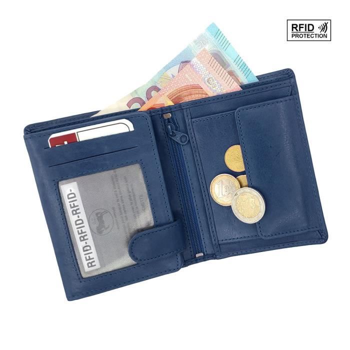 Porte-monnaie femme cuir véritable, RFID Blocage, multi compartiments