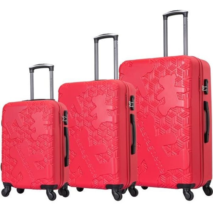 Lulu Castagnette Ensemble de 3 valises à roulettes rouge - ll-t521 red