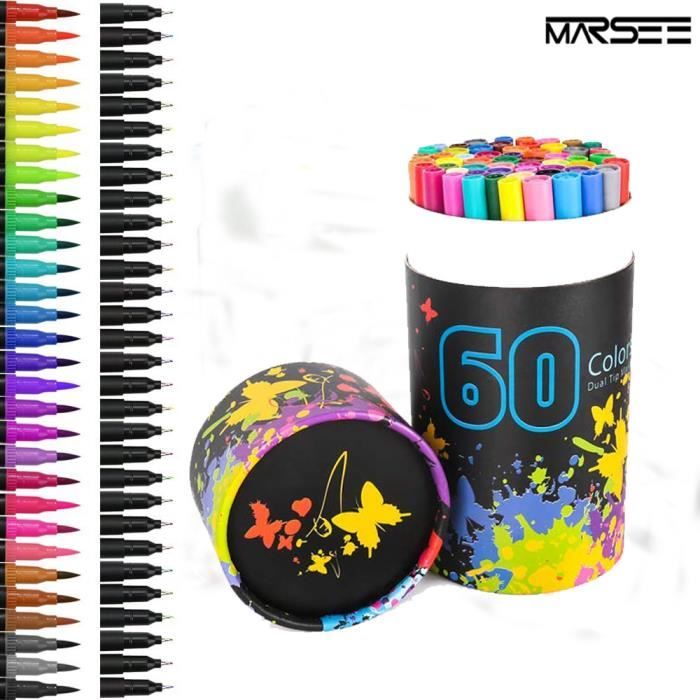 60 couleurs marker pen marqueurs à double pointes marqueur graphique art deux pointes pinceau croquis peints à la main conception d’animation série avec sac 
