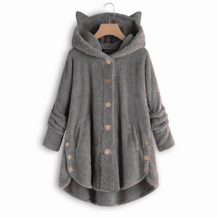Veste Polaire Femme Chaude Manteau De Velours Oreille Chat